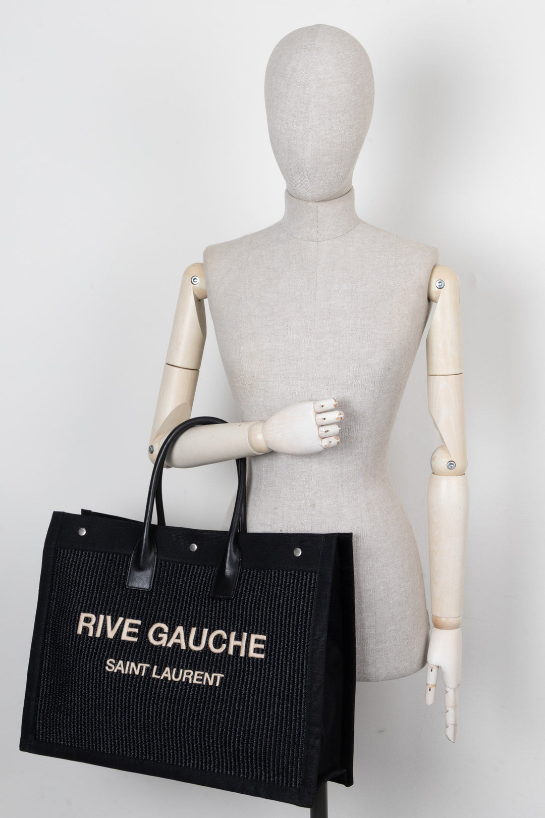 SAINT LAURENT Rive Gauche Large Raffia Noir