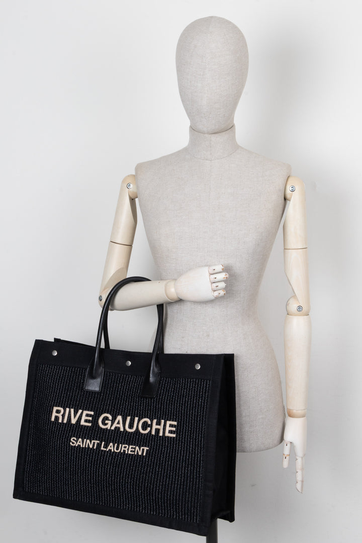 SAINT LAURENT Rive Gauche Large Raffia Noir
