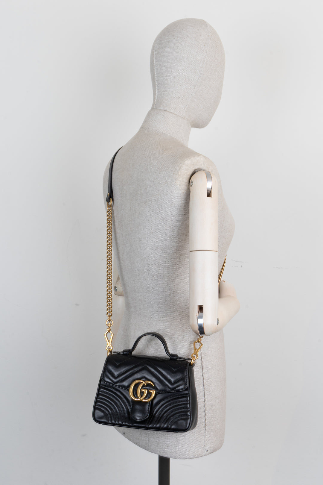 GUCCI Marmont Top Handle Bag Black