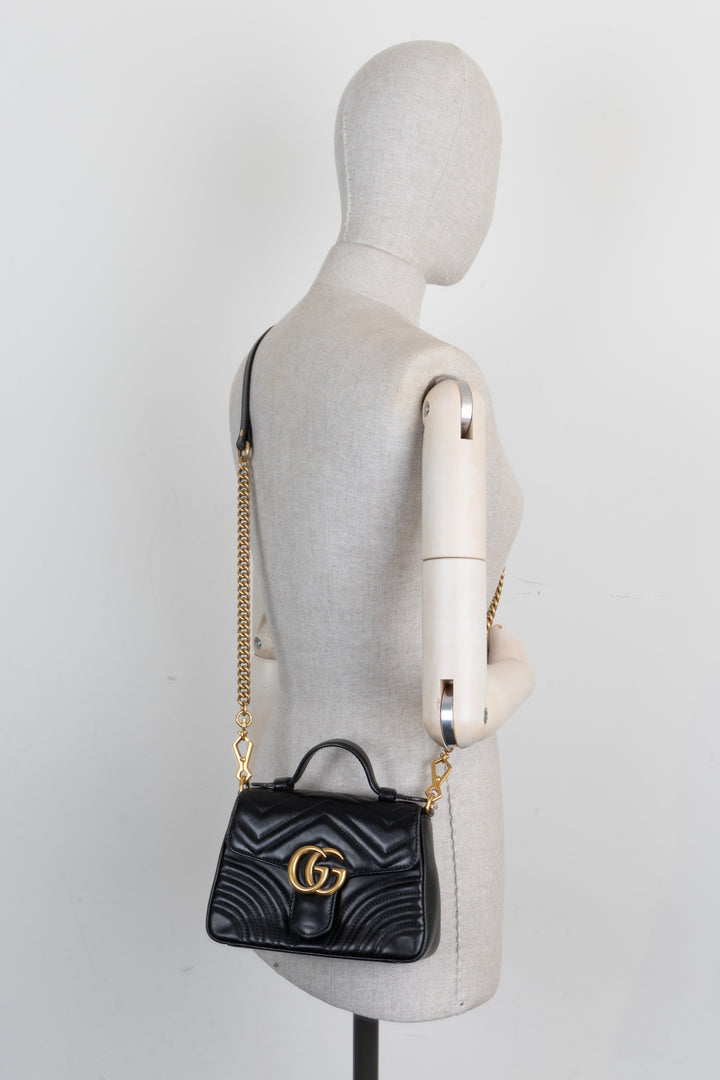 GUCCI Marmont Top Handle Bag Black