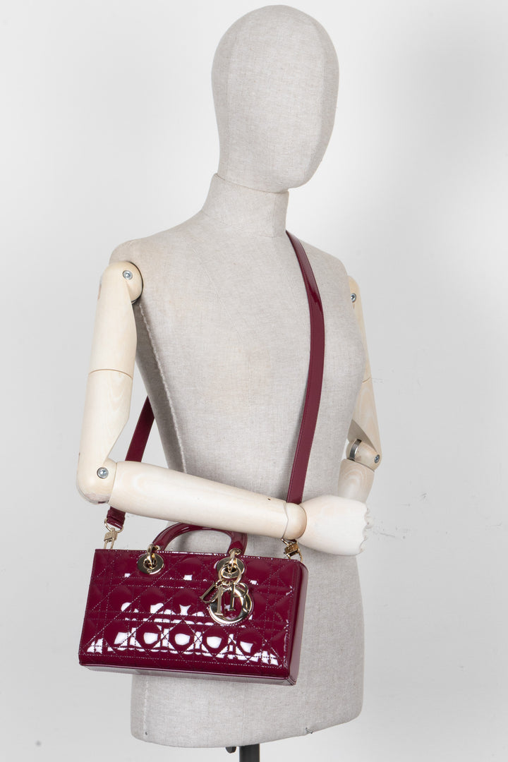 CHRISTIAN DIOR D-Joy Small Patent Cherry Red