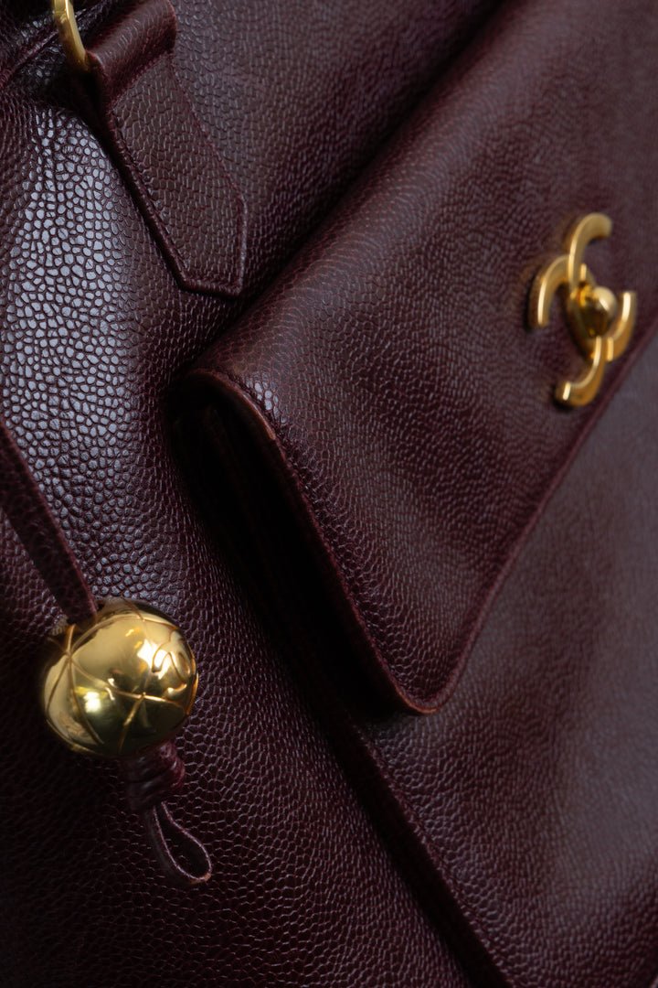 CHANEL Vintage CC Pocket Tote Caviar Bordeaux