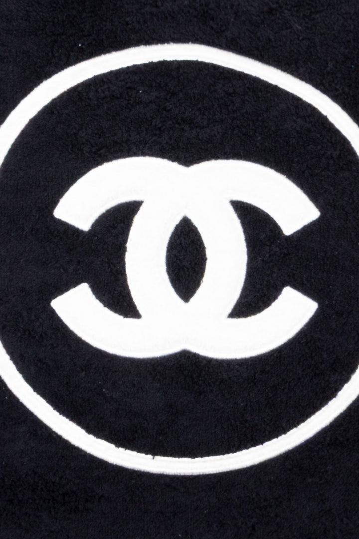 CHANEL Sac cabas Coco Mark éponge noir et blanc