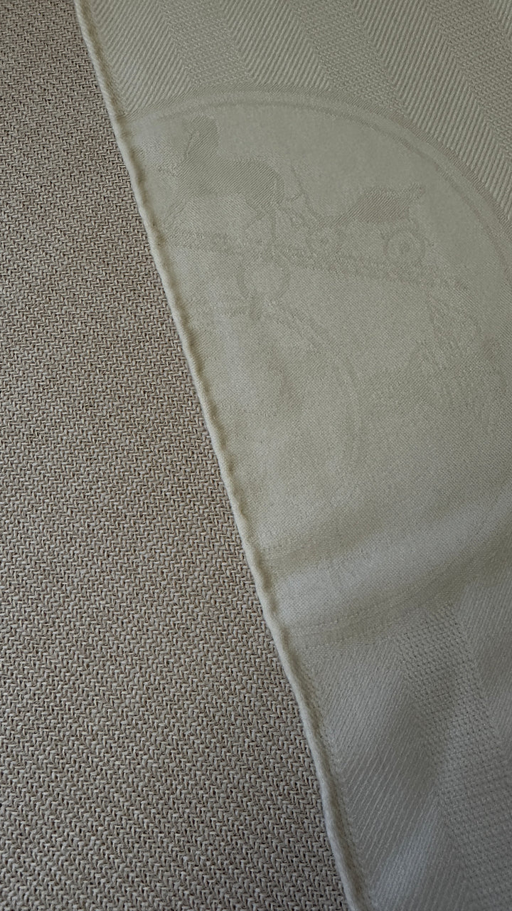 HERMÈS Sellier Scarf Cashmere Ivory