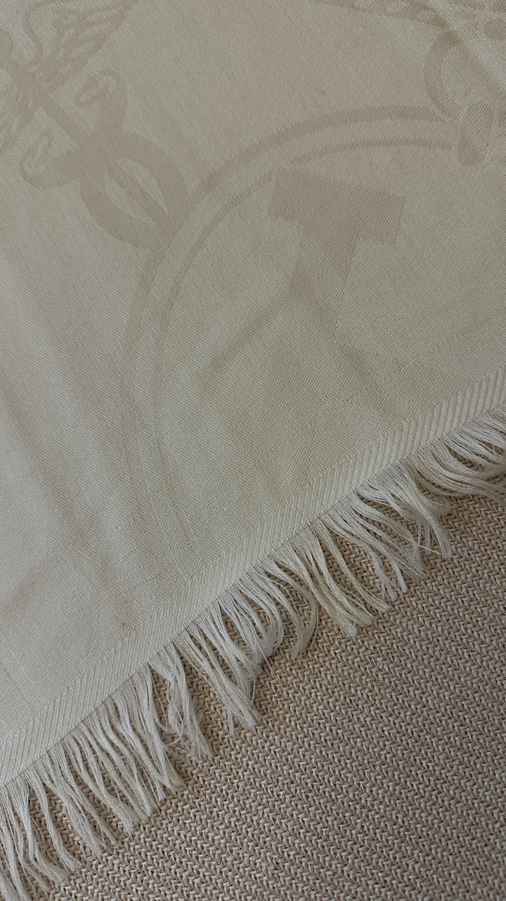 HERMÈS Sellier Scarf Cashmere Ivory