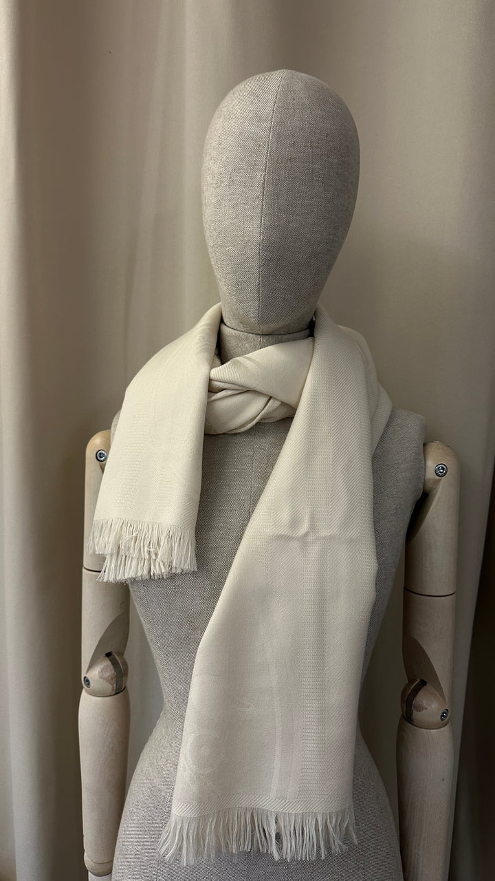 HERMÈS Sellier Scarf Cashmere Ivory
