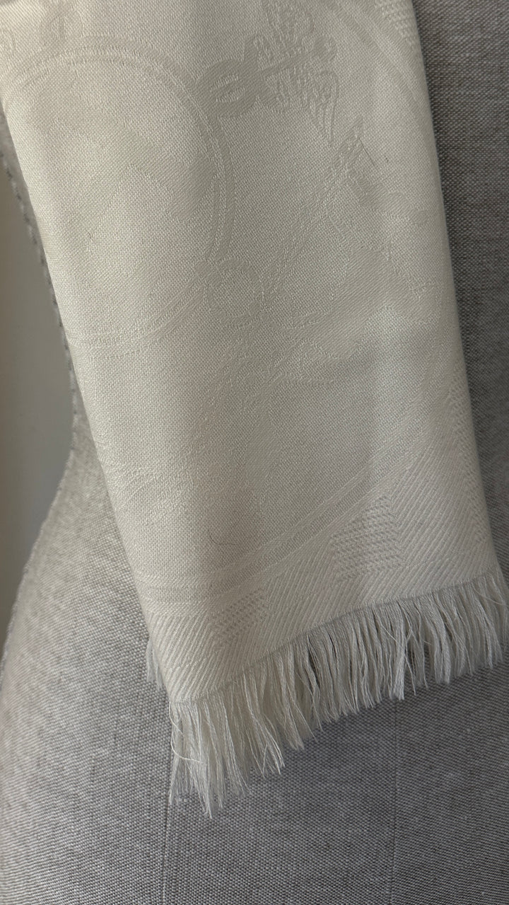 HERMÈS Sellier Scarf Cashmere Ivory