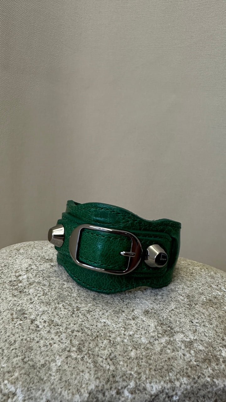 BALENCIAGA City Leather Bracelet Green