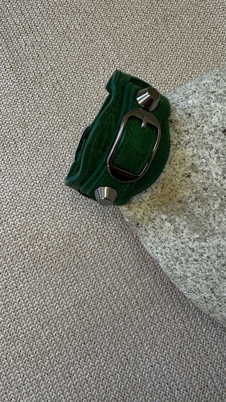 BALENCIAGA City Leather Bracelet Green