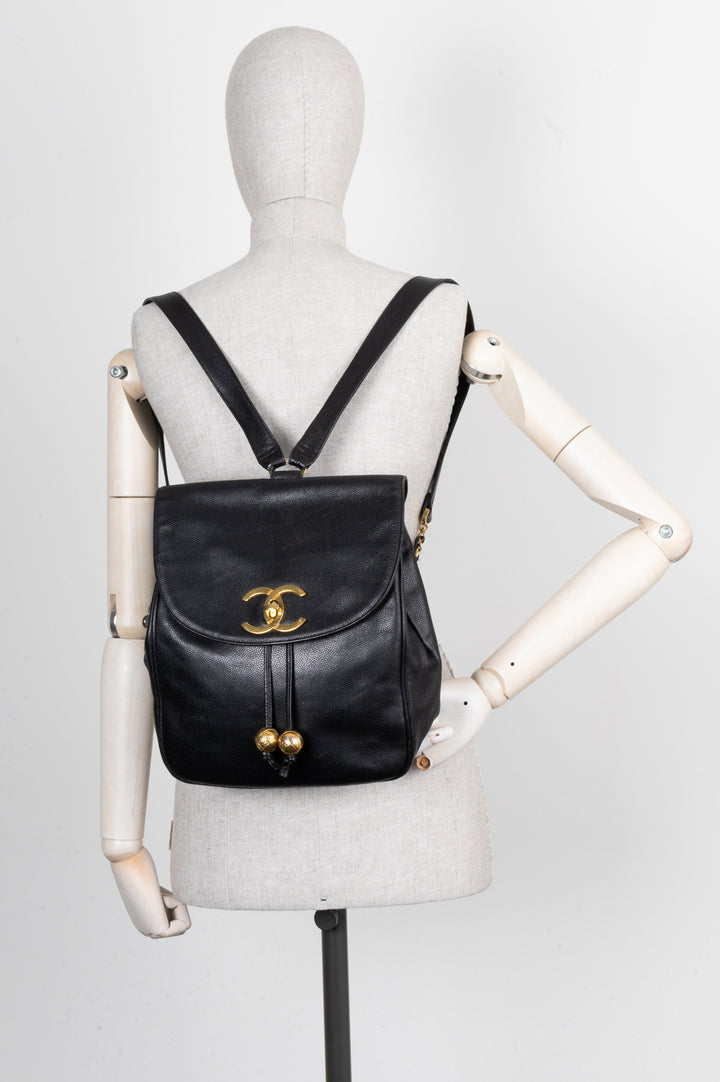 CHANEL CC Backpack Caviar Black