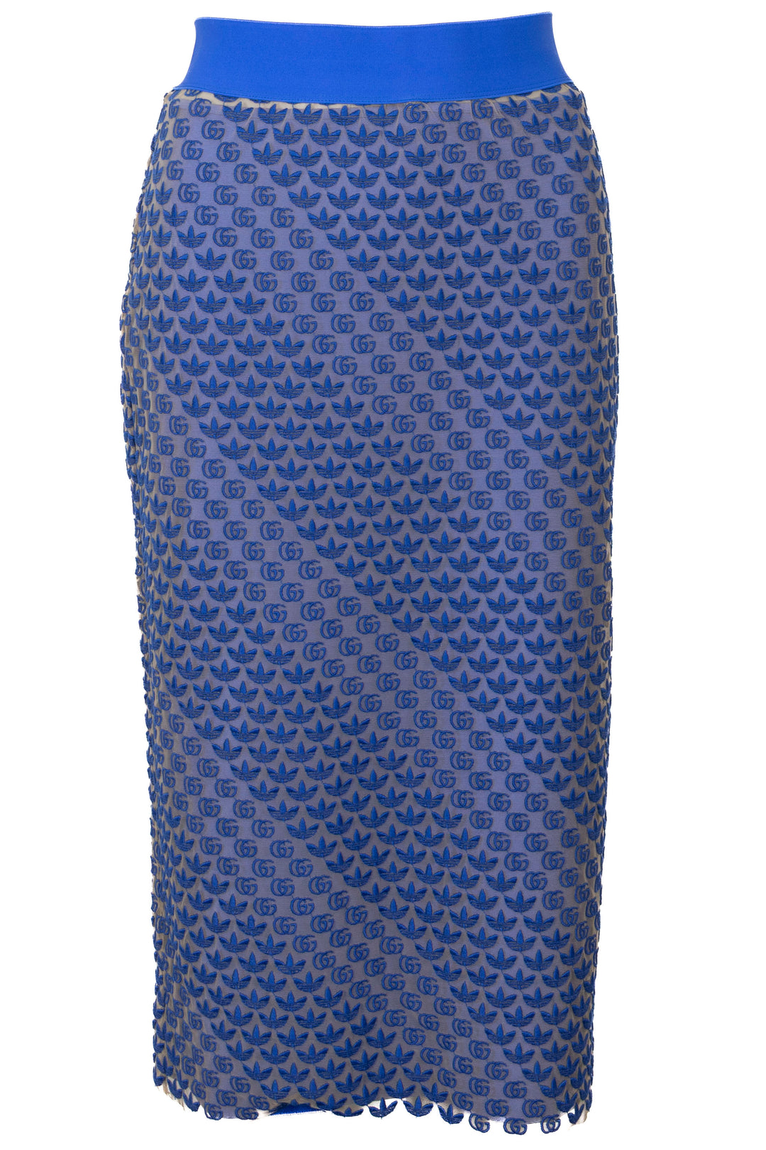 GUCCI x ADIDAS All Over Logo Pencil Skirt Tulle Blue