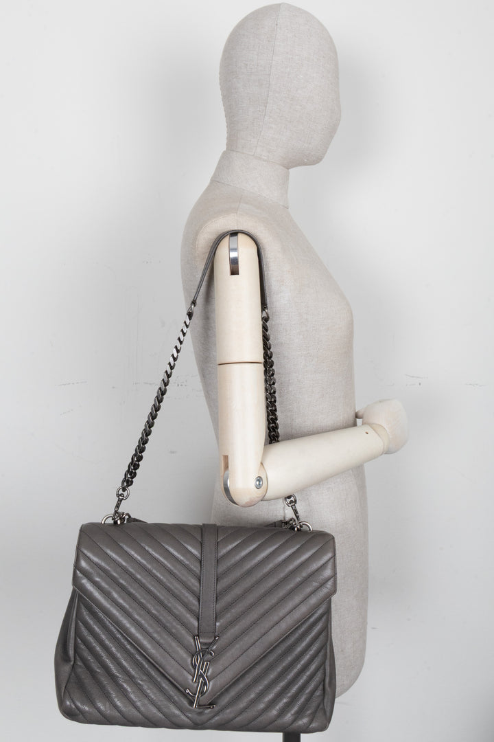 SAINT LAURENT Large College Bag Grey