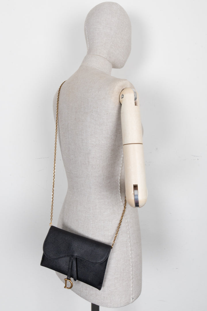 CHRISTIAN DIOR WOC Saddle Cuir Noir