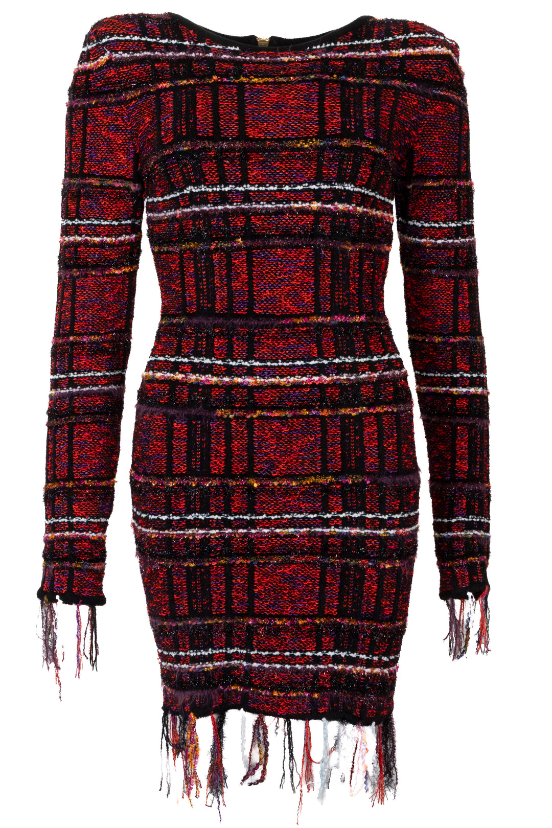 BALMAIN Dress Tweed Red Black