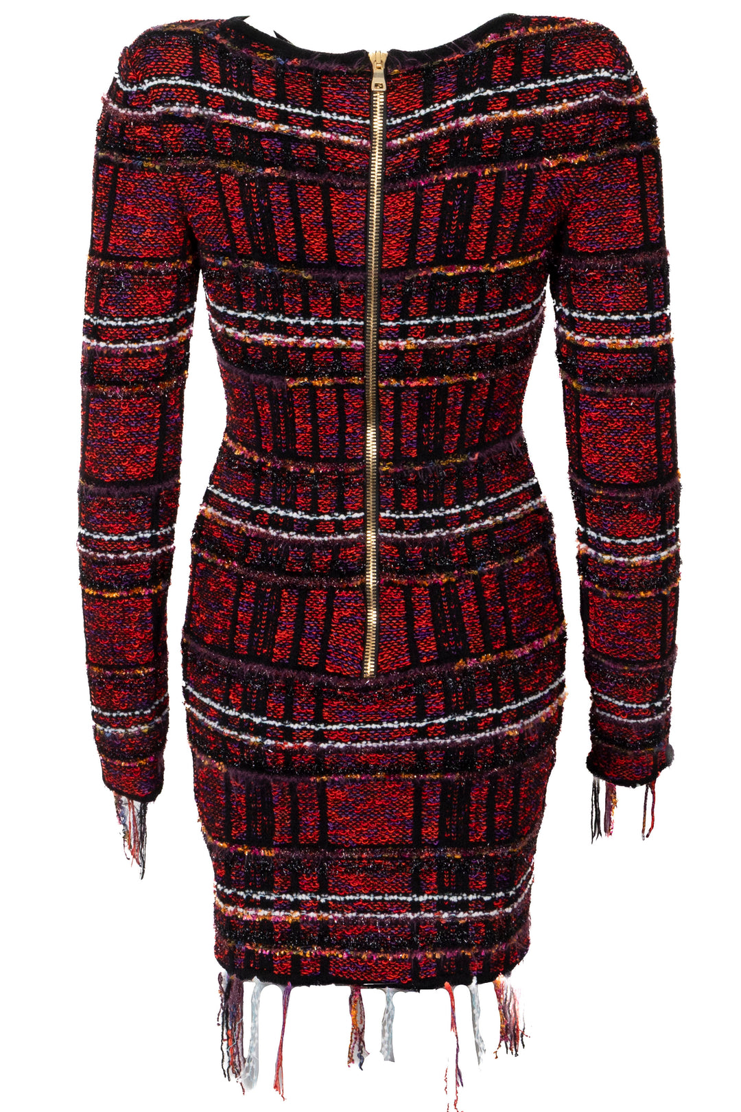 BALMAIN Dress Tweed Red Black