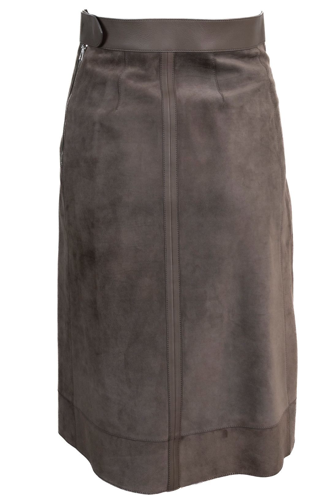 HERMÈS Studded Skirt Suede Brown