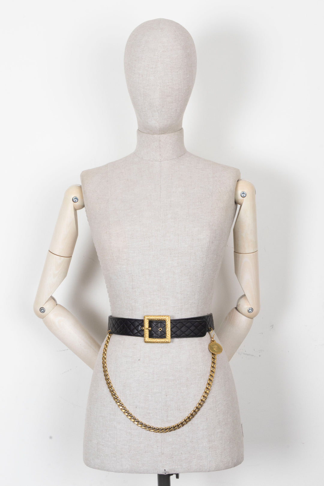 CHANEL Vintage Waist Belt Leather Black