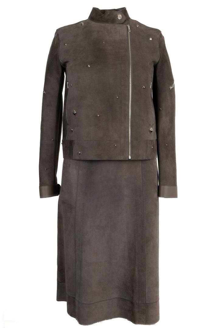 HERMÈS Studded Jacket Suede Brown