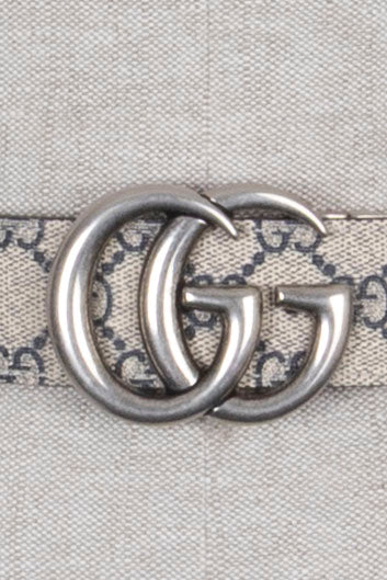 GUCCI Marmont GG Ceinture réversible Toile Suprême Cuir Marine