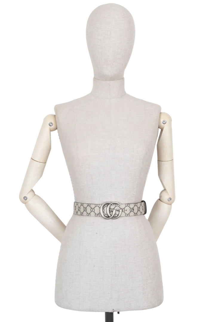 GUCCI Marmont GG Ceinture réversible Toile Suprême Cuir Marine