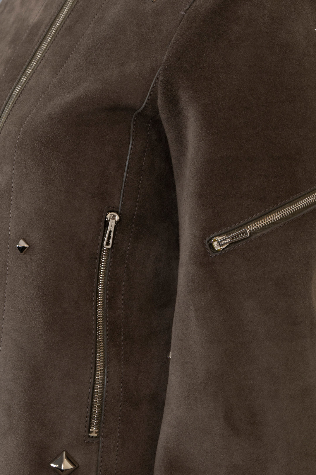 HERMÈS Studded Jacket Suede Brown