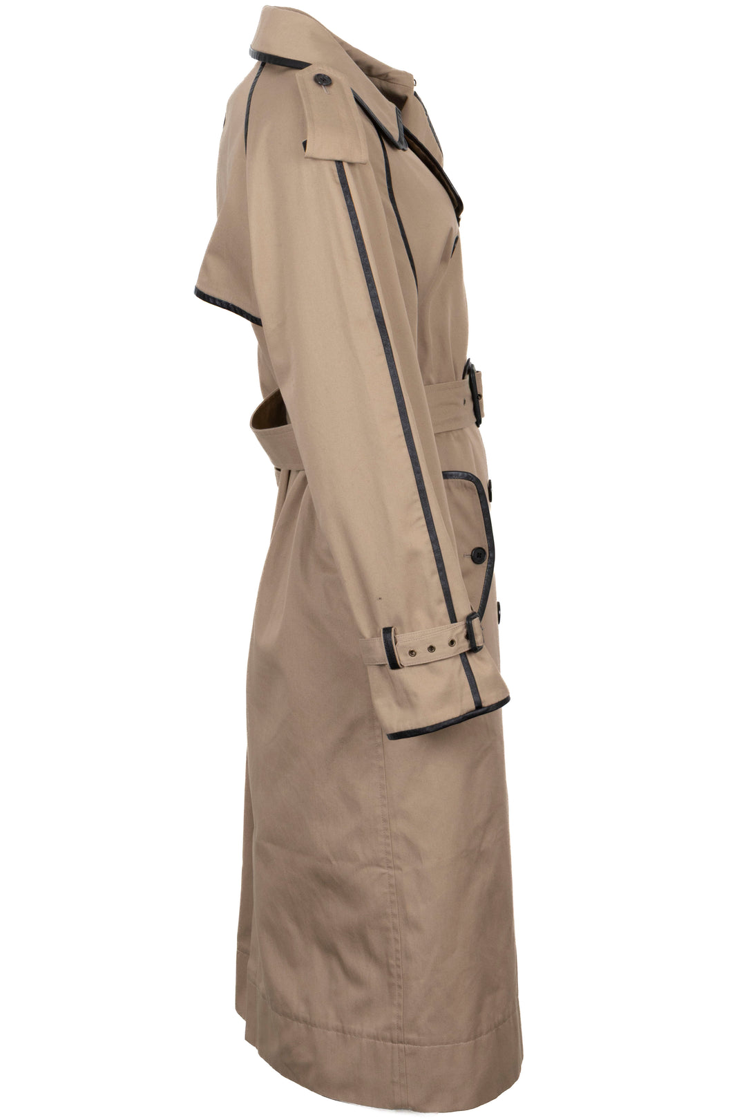 SAINT LAURENT 2020 Leather Detail Trench Coat Beige