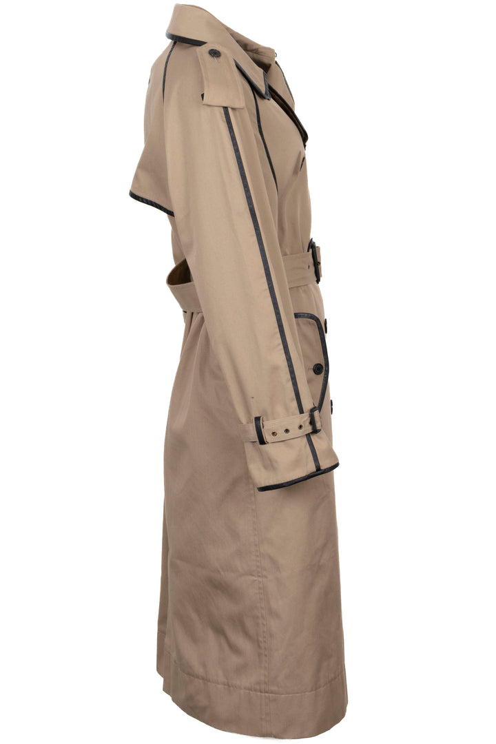 SAINT LAURENT 2020 Leather Detail Trench Coat Beige