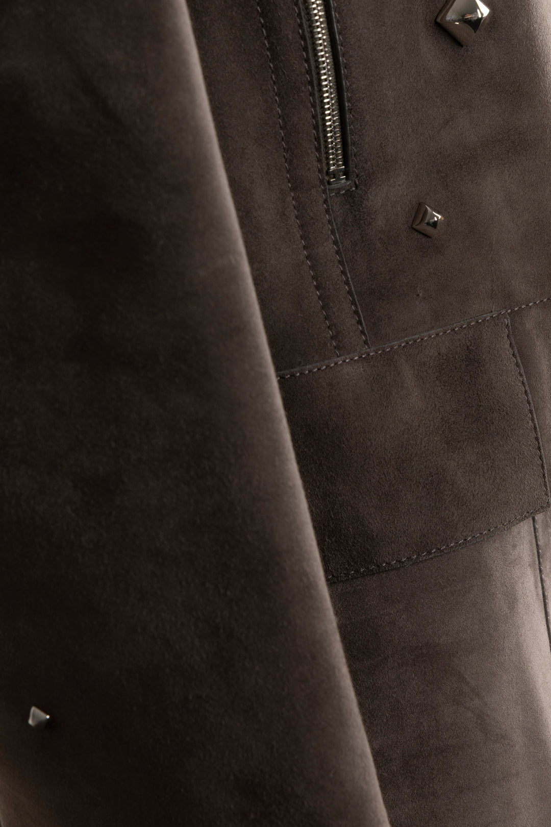 HERMÈS Studded Jacket Suede Brown