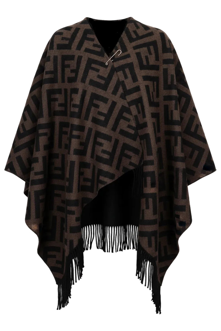 FENDI FF Poncho Wool Cashmere Brown