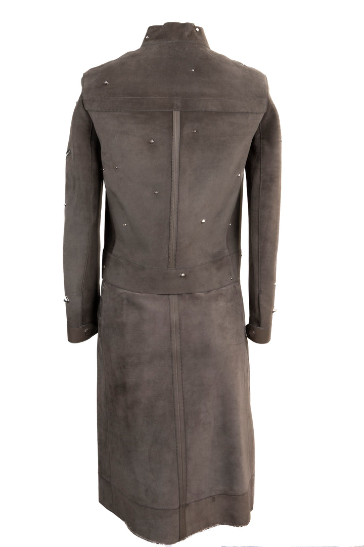 HERMÈS Studded Jacket Suede Brown