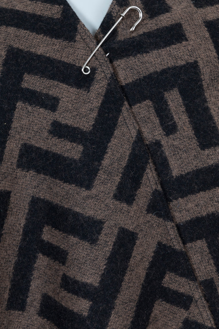 FENDI FF Poncho Wool Cashmere Brown