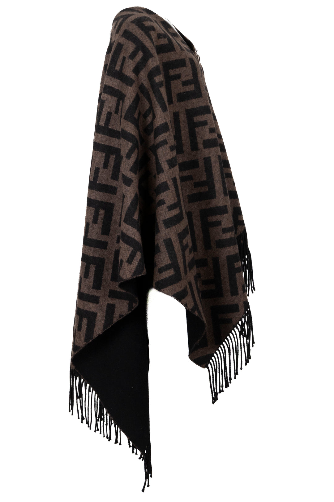 FENDI FF Poncho Wool Cashmere Brown