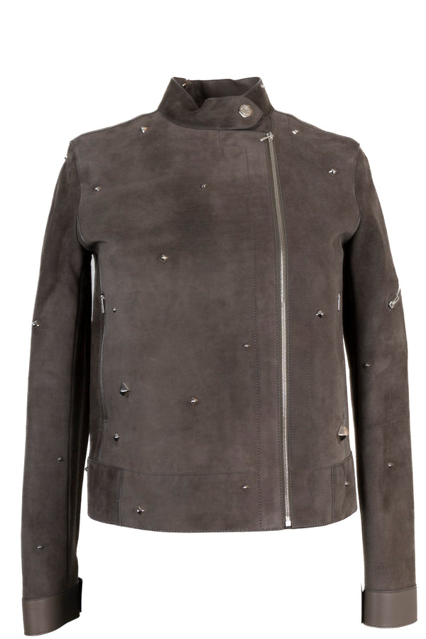 Veste cloutée HERMÈS en daim gris