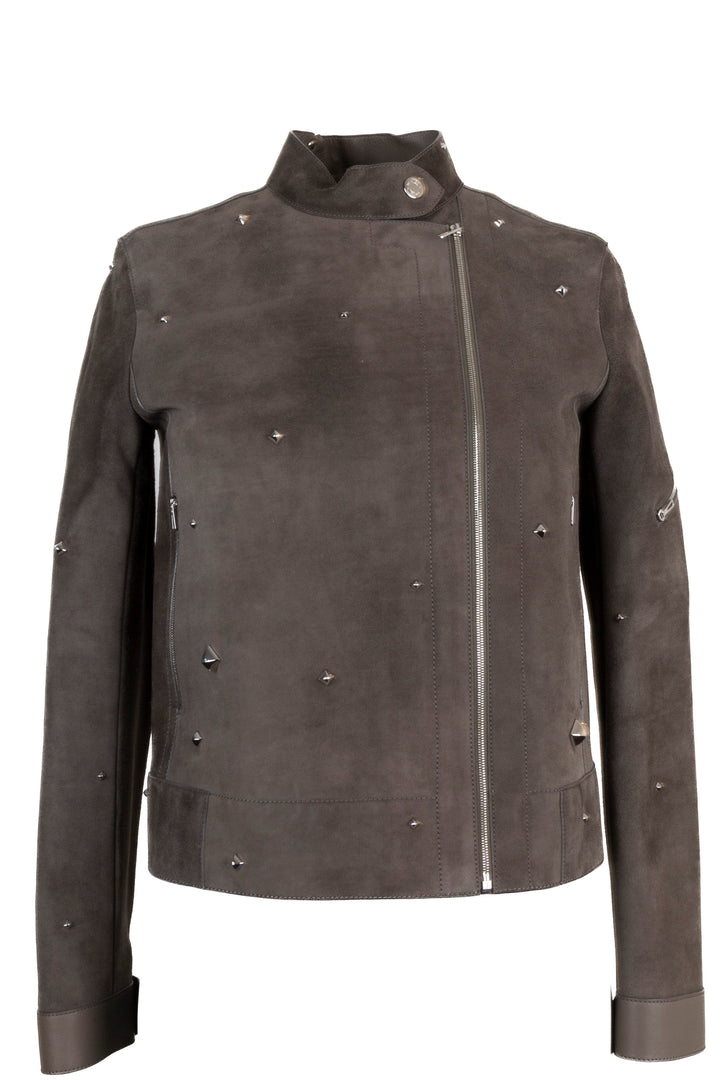 HERMÈS Studded Jacket Suede Brown