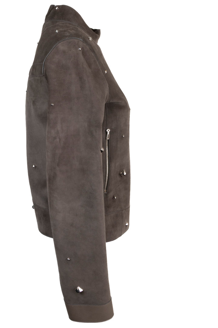 HERMÈS Studded Jacket Suede Brown
