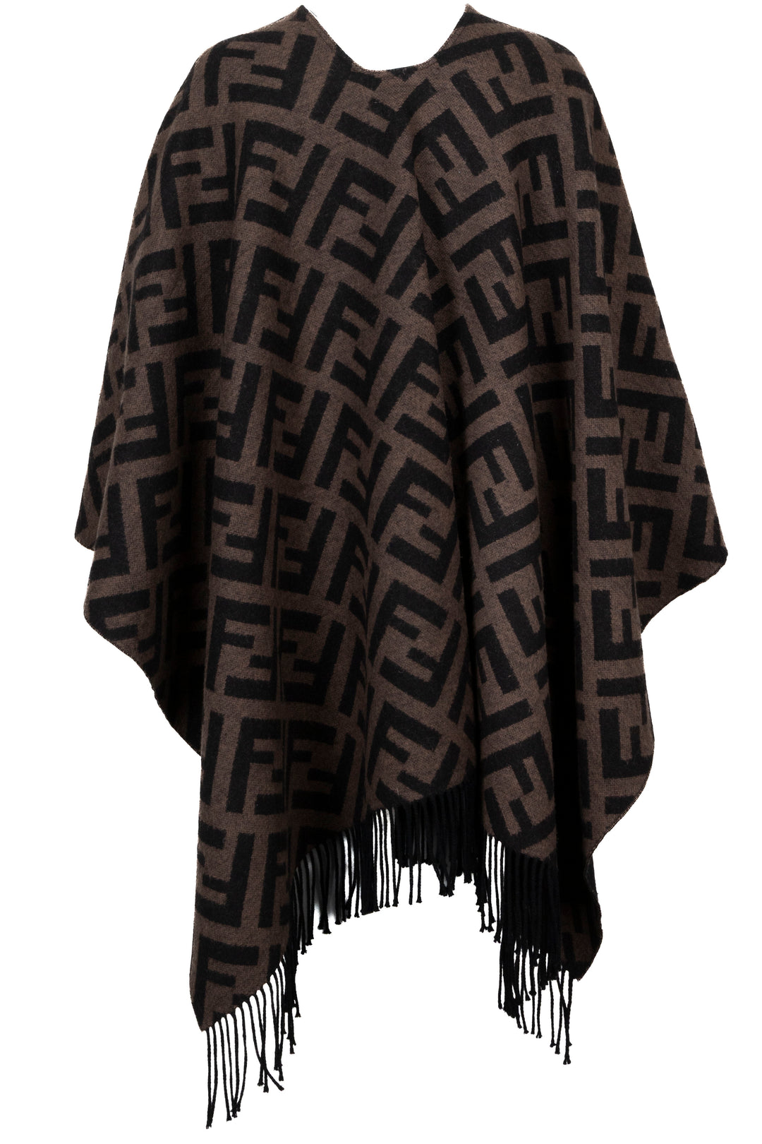 FENDI FF Poncho Wool Cashmere Brown