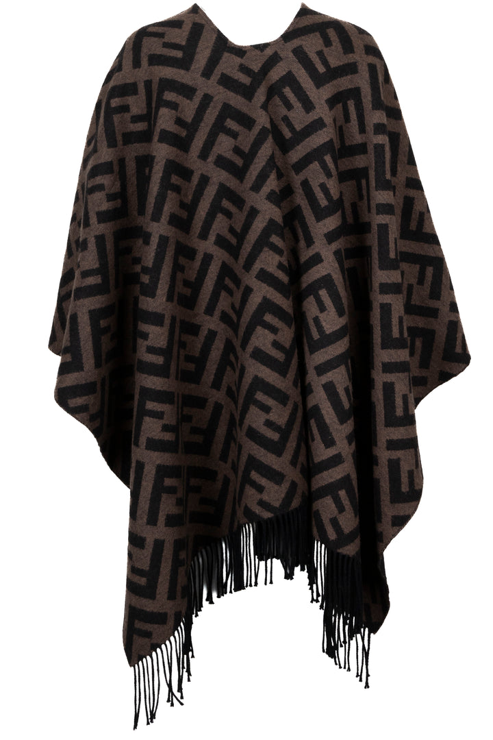 FENDI FF Poncho Wool Cashmere Brown