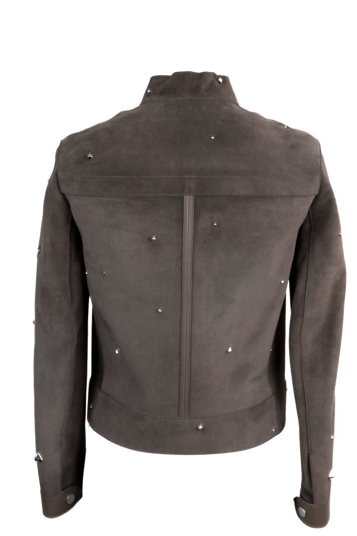 HERMÈS Studded Jacket Suede Brown