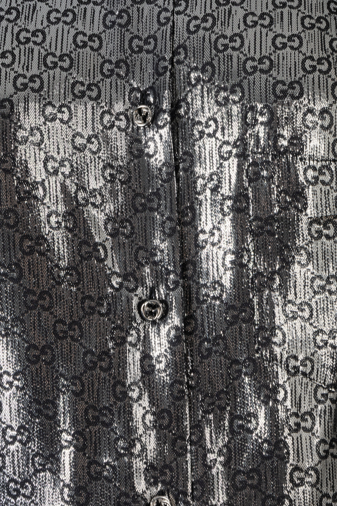 GUCCI GG Jacquard Shirt Silk Lurex Silver