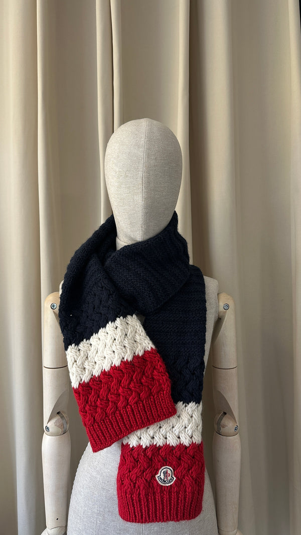 Écharpe MONCLER en laine noire, rouge et blanche