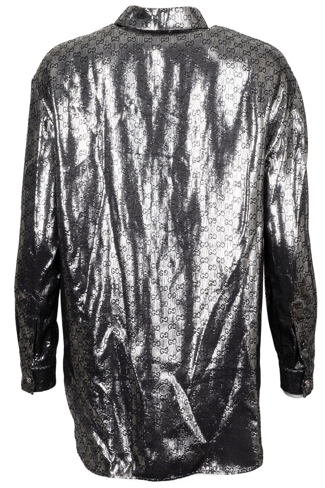 GUCCI GG Jacquard Shirt Silk Lurex Silver