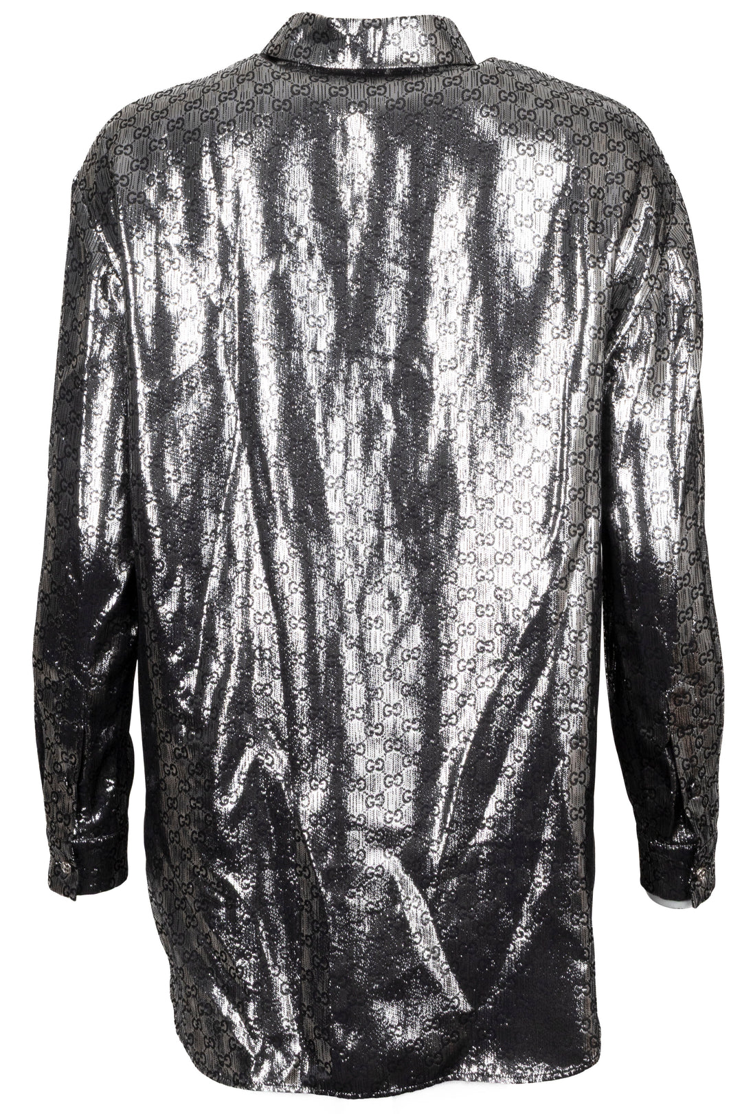 GUCCI GG Jacquard Shirt Silk Lurex Silver