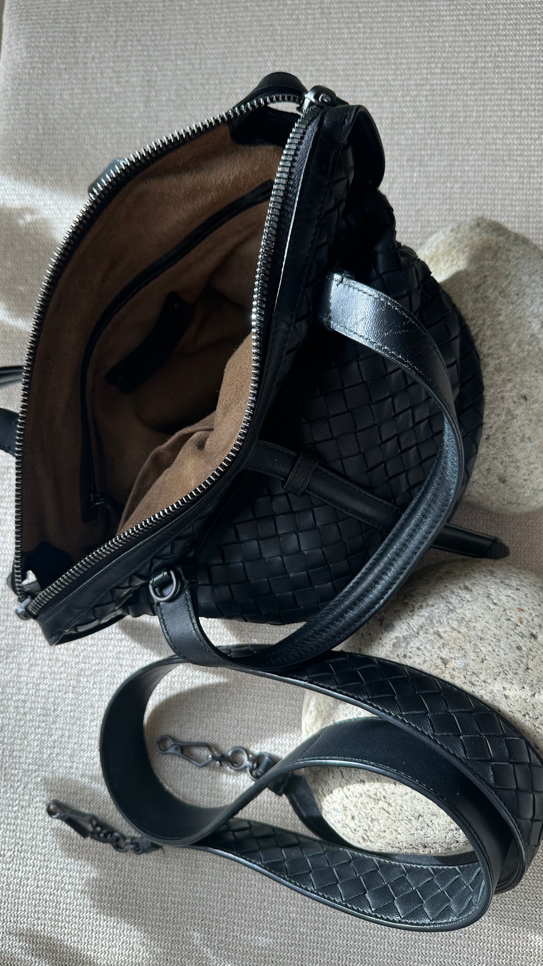 BOTTEGA VENETA Tambura Bag Small Intrecciato Black