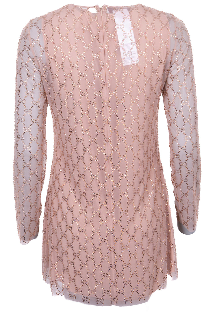 GUCCI Robe en tulle rehaussée de cristaux Rose