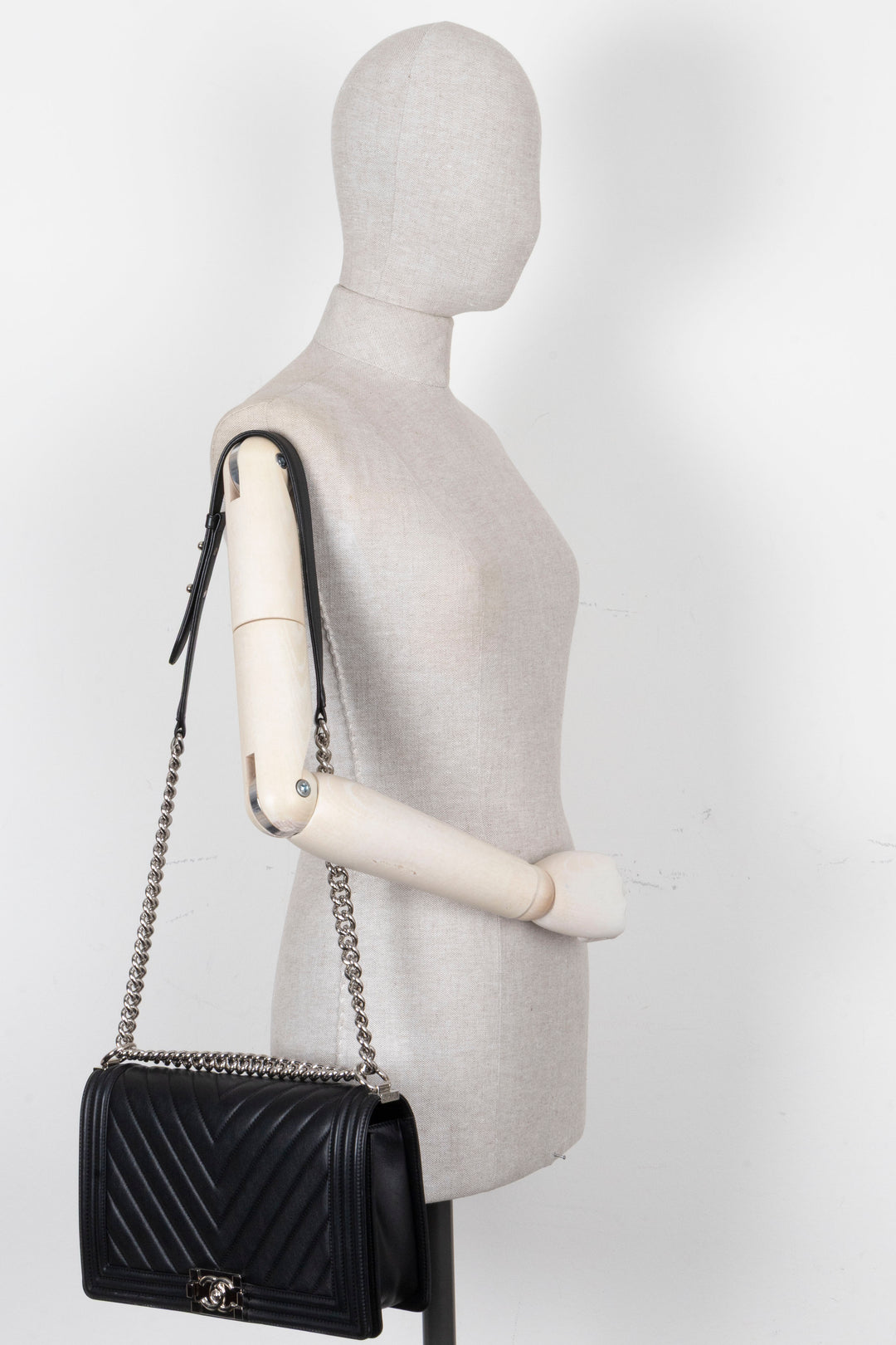 CHANEL Boy Bag New Medium Leather Black