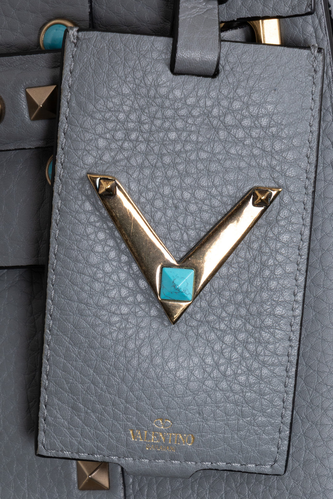Sac Valentino Small Rolling Rockstud gris
