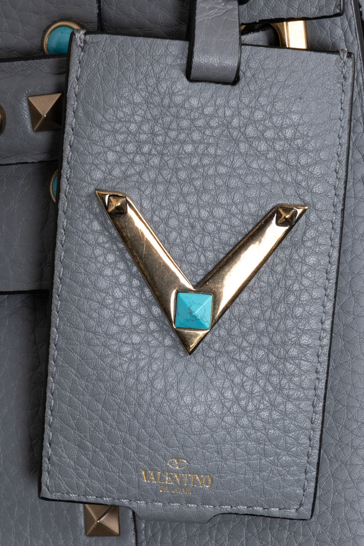 Sac Valentino Small Rolling Rockstud gris