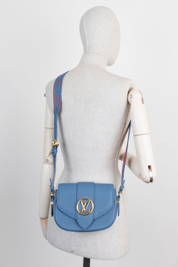 LOUIS VUITTON Pont 9 Soft Bag Leather Blue