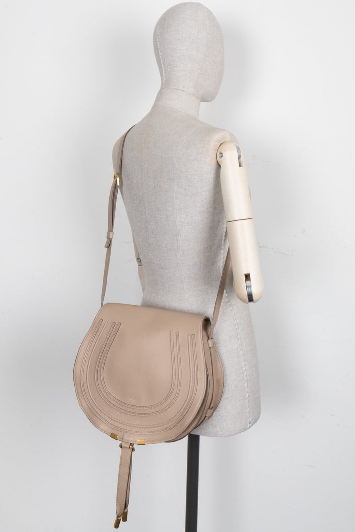 CHLOÉ Marcie Crossbody Bag Leather Grey