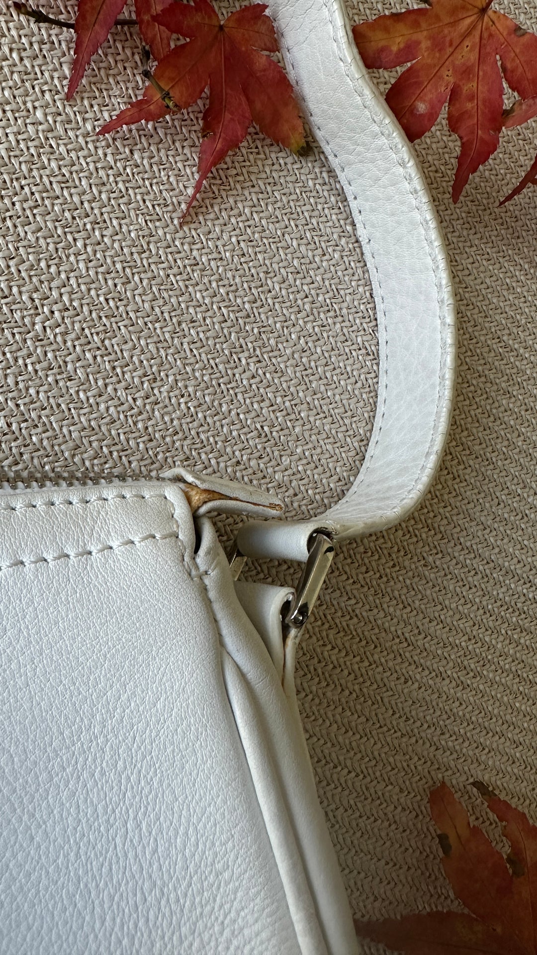 CHRISTIAN DIOR Logo Pochette Leather White